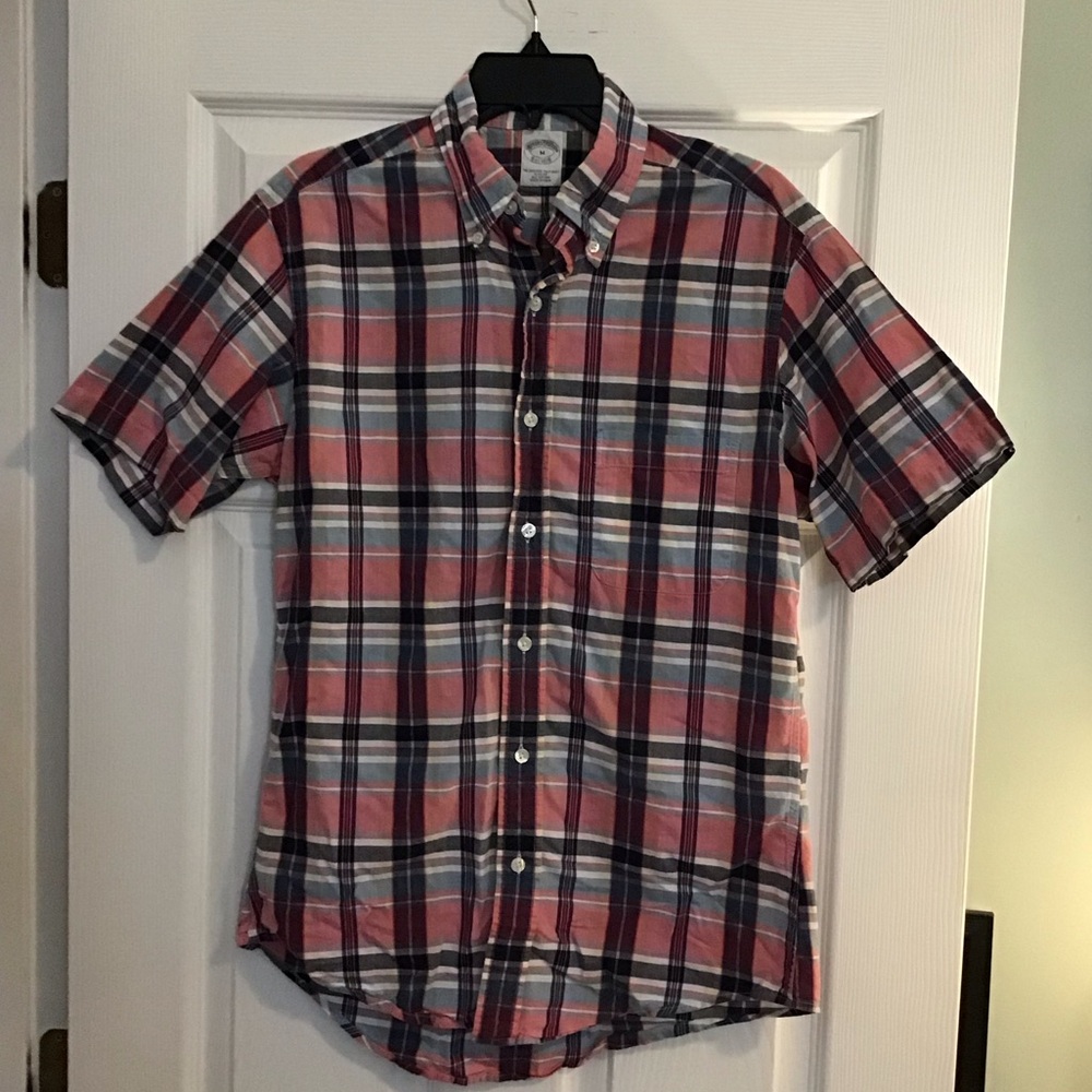 Brooks Brothers 346 Original Polo Shirt Button Up Short Sleeve Men's M Slim‎ Fit